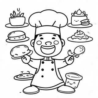 Cheerful Chef Cooking Coloring Page 56222-46741