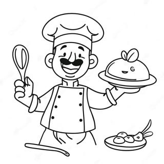 Cheerful Chef Cooking Coloring Page 56222-46743