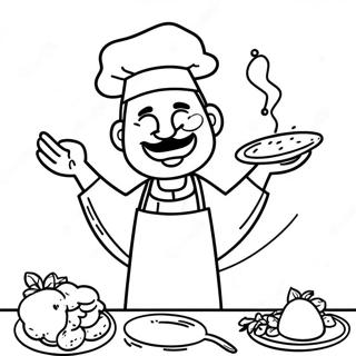 Cheerful Chef Cooking Coloring Page 56222-46744