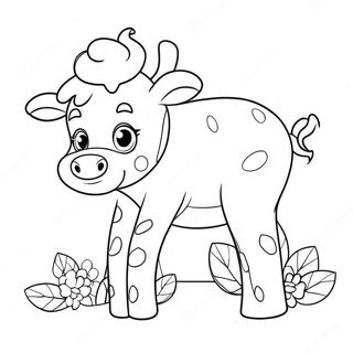 Adorable Strawberry Cow With Flowers Coloring Page 5624-4493