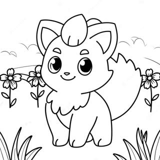 Cute Vulpix In A Flower Field Coloring Page 56252-46763