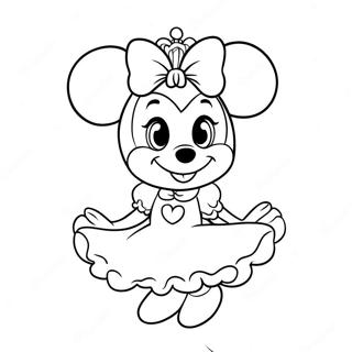 Cute Princess Minnie Mouse In A Dress Coloring Page 56262-46777