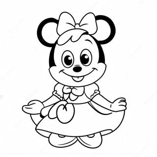 Cute Princess Minnie Mouse In A Dress Coloring Page 56262-46778