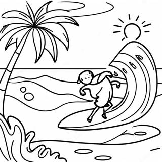 Hawaiian Surfing Coloring Pages