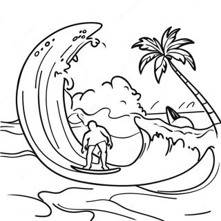 Hawaiian Surfing Scene Coloring Page 56281-46782