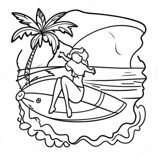 Hawaiian Surfing Scene Coloring Page 56281-46783