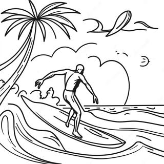 Hawaiian Surfing Scene Coloring Page 56281-46784