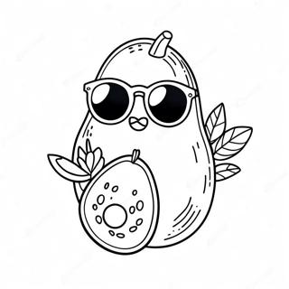 Cute Avocado With Sunglasses Coloring Page 5634-4501