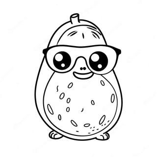 Cute Avocado With Sunglasses Coloring Page 5634-4502