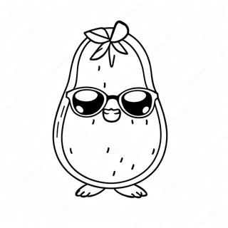 Cute Avocado With Sunglasses Coloring Page 5634-4503