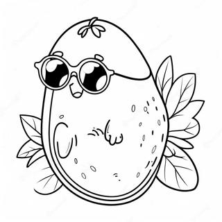 Cute Avocado With Sunglasses Coloring Page 5634-4504