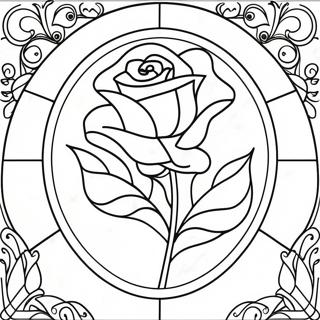 Beauty And The Beast Stained Glass Rose Coloring Page 56411-46890