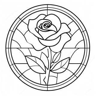 Beauty And The Beast Stained Glass Rose Coloring Page 56411-46891