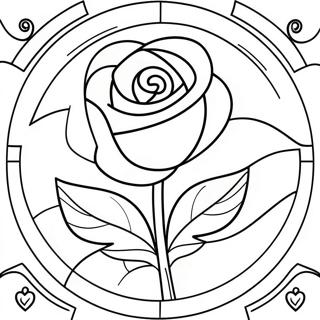 Beauty And The Beast Stained Glass Rose Coloring Page 56411-46892