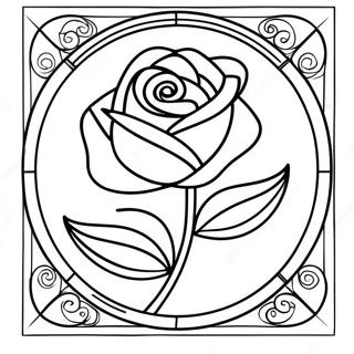 Elegant Stained Glass Rose Coloring Page 56412-46897