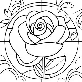 Elegant Stained Glass Rose Coloring Page 56412-46898