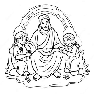 Jesus With Children Coloring Page 56552-47009