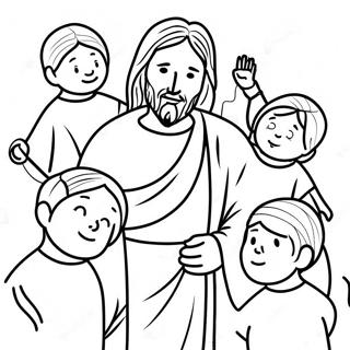 Jesus With Children Coloring Page 56552-47012