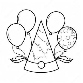 Colorful Party Hat With Balloons Coloring Page 56612-47049