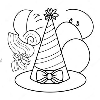 Colorful Party Hat With Balloons Coloring Page 56612-47050