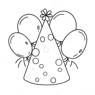 Colorful Party Hat With Balloons Coloring Page 56612-47051