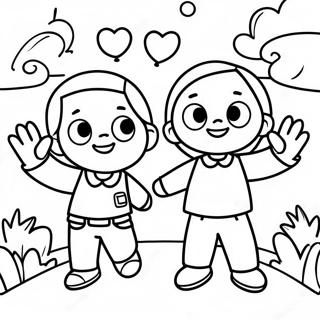 Excited Kids On First Day Of Preschool Coloring Page 5664-4526