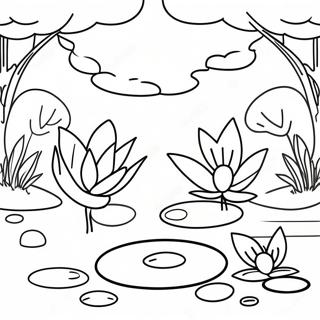 Zen Garden With Lotus Flowers Coloring Page 56672-47099