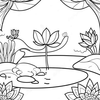 Zen Garden With Lotus Flowers Coloring Page 56672-47100