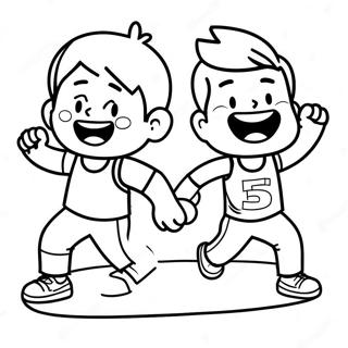 Energetic Kids Working Out Coloring Page 56752-47168