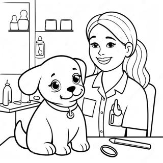 Vet Tech Caring For A Puppy Coloring Page 56791-47186