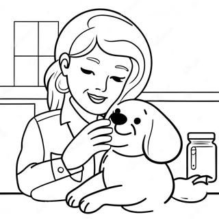 Vet Tech Caring For A Puppy Coloring Page 56791-47187