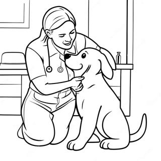 Vet Tech Caring For A Puppy Coloring Page 56791-47188