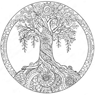 Unique Tree Of Life Mandala Coloring Page 56871-47264