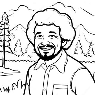 Happy Bob Ross Painting Landscape Coloring Page 56932-47315