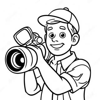 Excited Cameraman With Camera Coloring Page 5694-4560