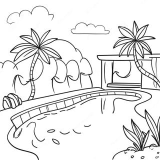 Colorful Pool Scene Coloring Page 5703-4562