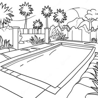 Colorful Pool Scene Coloring Page 5703-4563