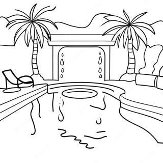 Colorful Pool Scene Coloring Page 5703-4564