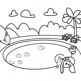 Sunny Day At The Pool Coloring Page 5704-4568