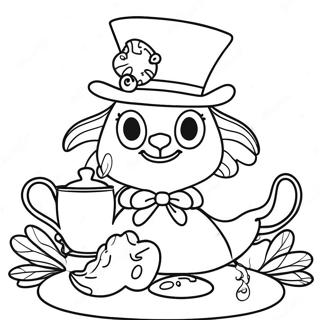 Whimsical Mad Hatter Tea Party Coloring Page 57063-47402