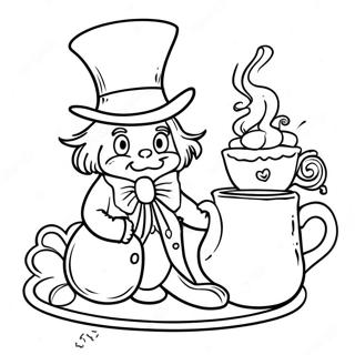 Whimsical Mad Hatter Tea Party Coloring Page 57063-47403