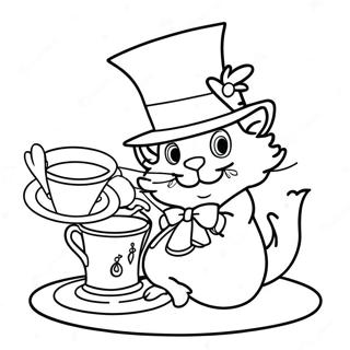 Whimsical Mad Hatter Tea Party Coloring Page 57063-47404