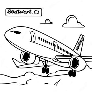 Southwest Airlines Plane In Flight Coloring Page 57163-47488