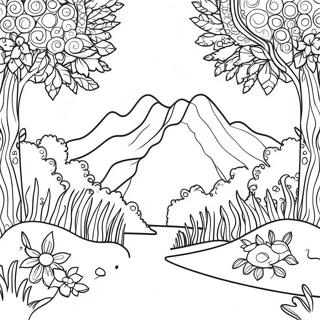 Pointillism Nature Scene Coloring Page 57172-47490