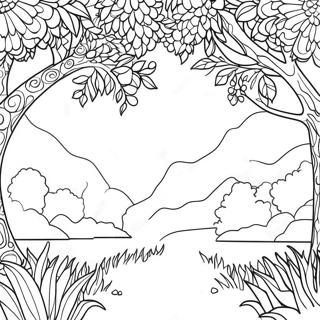 Pointillism Nature Scene Coloring Page 57172-47553