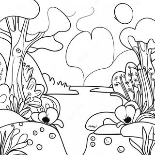 Pointillism Nature Scene Coloring Page 57172-47554