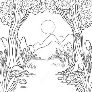 Pointillism Nature Scene Coloring Page 57172-47555