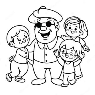 Funny Papa Playing With Kids Coloring Page 57183-47570