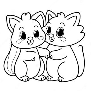 Cute Fluvsies Playing Together Coloring Page 57213-47597