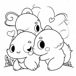 Cute Fluvsies Playing Together Coloring Page 57213-47600